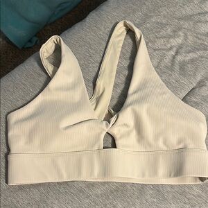Fabletics Cream Sports Bra